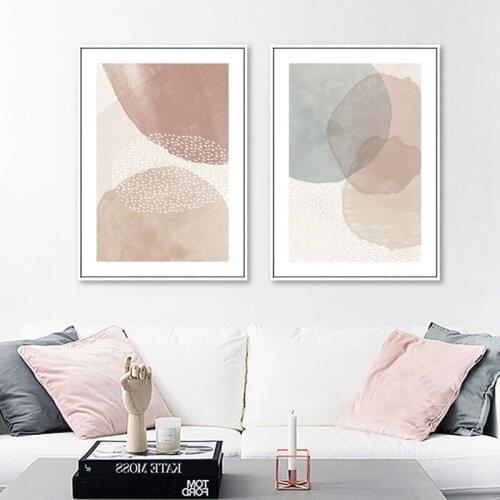 Abstract Pink Blue Watercolor Canvas Painting Scandinavian Wall Art Poster and Print Nordic Minimalist Living Room Home Decor