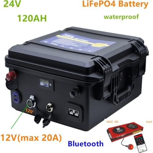 24v Lifepo4 battery 120ah with Bluetooth BMS 24V 120AH lifepo4 battery pack waterproof battery pack for boat motor
