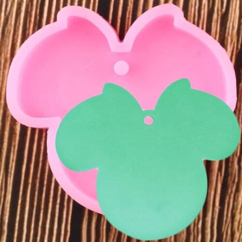 Shiny Mouse Head keychain Silicone Mold Key Chain Pendant Polymer Clay DIY Jewelry Making Glitter Epoxy Silicone Resin Molds