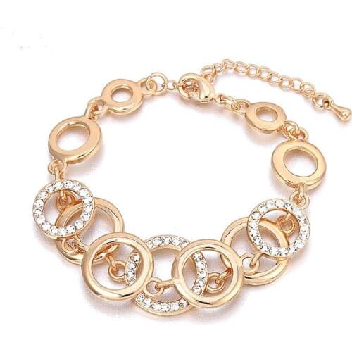 Fooderwerk Jewelry Fashion Simple Multilayer Bracelet For Women Geometric Metal Circle Crystal Bracelet Accessories