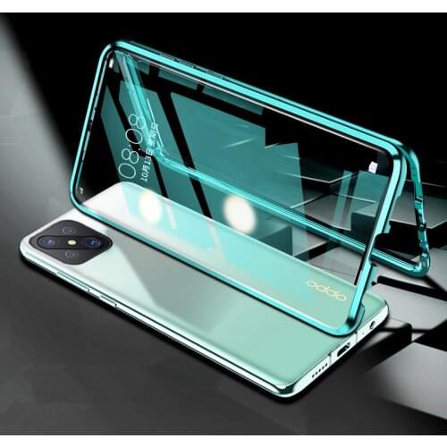 Front+Back Double Sides Tempered Glass Magnetic Case For OPPO A92 A91 A52 A92S A8 A31 2020 F15 F11 Pro Realme 6 Pro Metal Cover