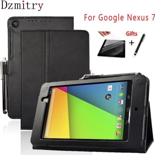 PU Leather Stand Case Cover For ASUS Google Nexus 7 II 2nd 2 Gen 2013 FHD Flip Protective Auto Wake/Sleep Tablet Cases+film+pen