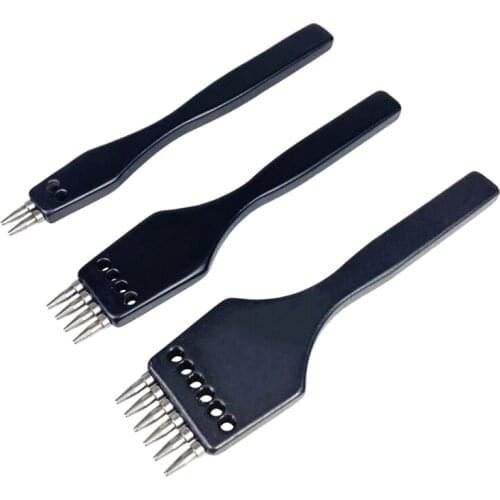 Leather Hole Punches Leather Punching Tool 4/mm Spacing Round Hole Row Punches Set DIY Hole Cut Hand Sewing Leather Craft W3JE