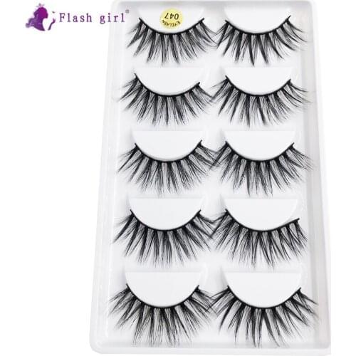 Flash Girl Eyelashes 3D Mink Lashes High Volume Handmade Mink False Eyelashes Thick Full Strip Lashes Cruelty Maquiagem 047