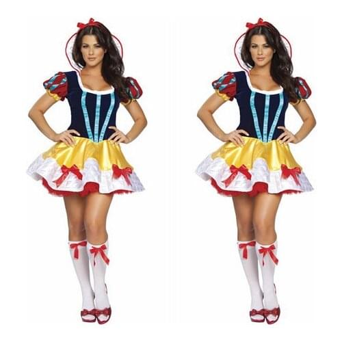 Cute Little Red Riding Hood Anime Costume Snow White Queen Cosplay Dress Short Sleeve Yellow Halloween Costume Best Sale BI82