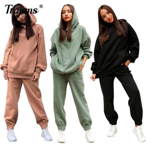 2 Piece Outfits Oversized Hoodies+Pants Casual Sport Suit Spring Two Piece Set Woman Set Autumn Womens Tracksuit Female Clothes