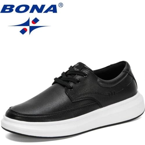BONA 2021 New Designers Luxury Casual Shoes Breathable Leisure Men Sneakers Popular Vulcanized Shoes Man Walking Footwear Comfy