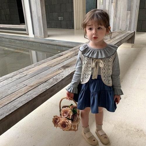 Summer Girls Lace Vest Cotton Hollow Little Girls Waistcoat for Toddler Girls Clothing Children Jackets Outwear 1-7Yrs