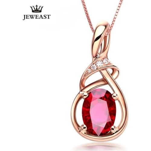LSZB Natural Red tourmaline 18K Pure Gold Pendant Real AU 750 Solid Gold Upscale Trendy Classic Fine Jewelry Hot Sell New 2020