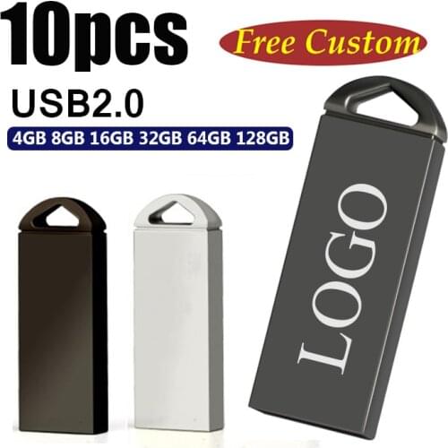 Factory hot selling metal USB Flash Drive 64GB 32GB 16GB 8GB 4GB 2GB 10PCS Pen Drive Memory stick Customized Logo