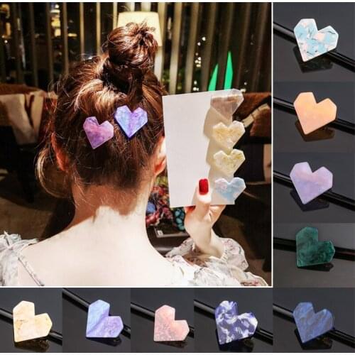Fashion Candy Color Heart Shape Acrylic Hair Clips For Women Girls Hairpins Shiny Lovely Shell Hairgrip Hair Accessories Gift