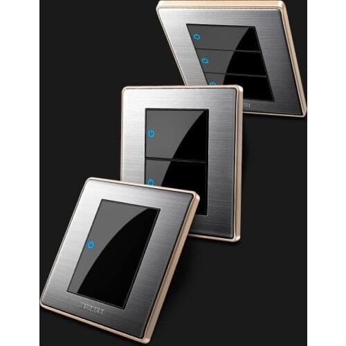 86 Type 1 2 3 4 Gang 1 2 Way Household Switch USB EU France Socket Wall Lamp LED Switch Stainless Steel Mirror switches 86*86mm