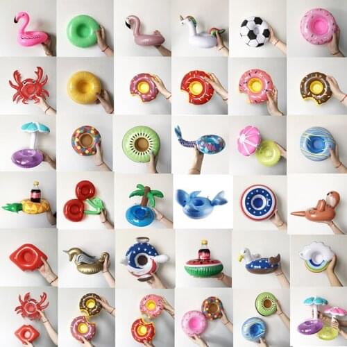 Bunch sell Mini Fruit Shape Inflatable Water Swimming Pool Drink Cup Stand Holder Float Toy Coasters For Beverage Beer Bottle