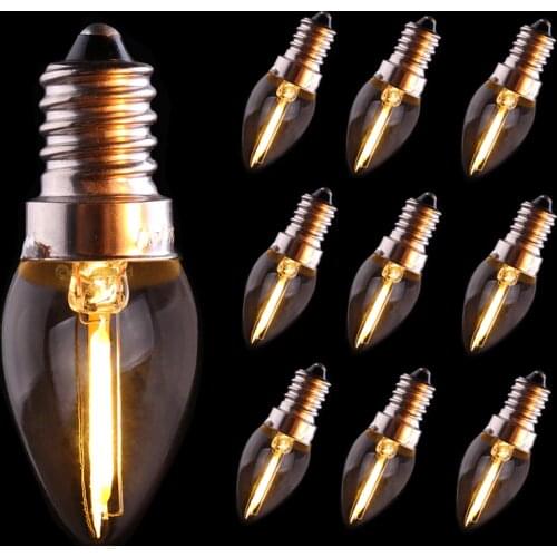 Clear C7 Edison LED Lamp 0.5W Retro Mini Candelabra LED Filament Bulb Warm White 2700K E12 E14 Base Vintage Night Light Dimmable