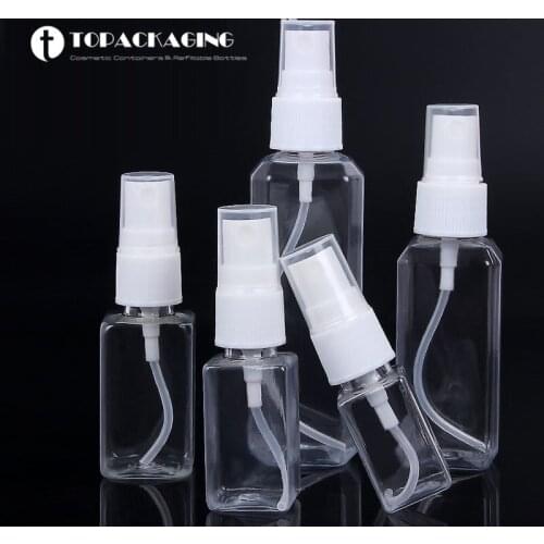 100PCs*10/20/30/50/100ML Empty Transparent Square Plastic Spray Bottle Medical Oral Liquid Packing Fine Mist Atomizer Container