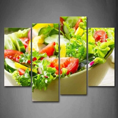 Framed 4Pcs/Set Vegetable salad series Picture Print Painting Modern Canvas Wall Art for Wall Decor Home Decoration Artwork