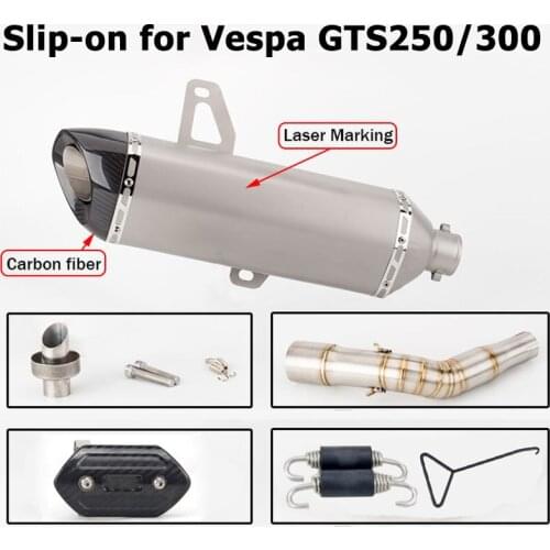 Slip-on GTS300 Motorcycle Exhaust Muffler Link Pipe 51mm Escape for Vespa GTS 250 300 2008-2017 2018 2019 2020 GTS300