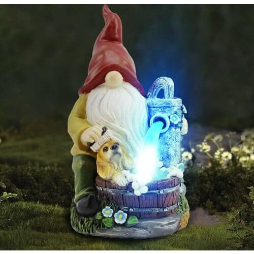 Gnome Statue Solar LED Light Outdoor Decor Garden Figurine Lights Waterproof Solar Powered Lamp for Backyard Lawn Porch