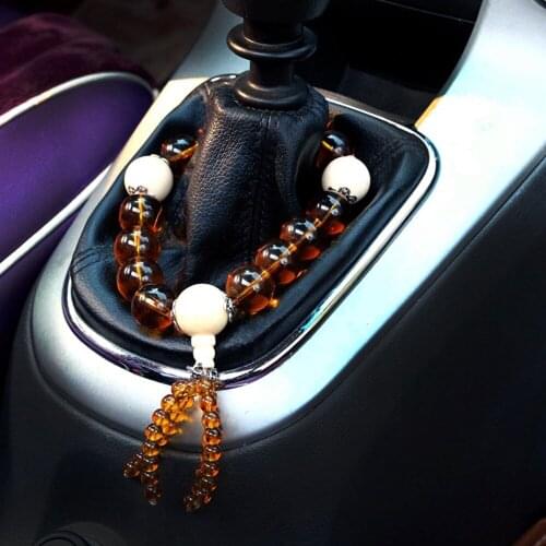 Car Ornament Crystal Buddha Beads Stalls Beads Pendant Automobiles Interior Car Gear Decoration Bracelet Accessories Trim Gift