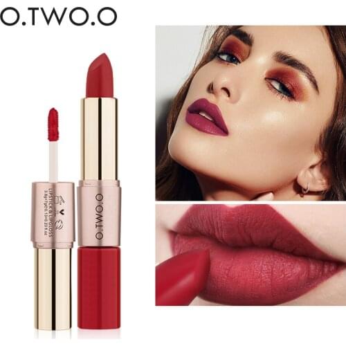 O.TWO.O 2 in 1 Moisturizing Long Lasting Waterproof Velvet Lipstick 12 Color Matte liquid Lipstick and Matte Lip gloss
