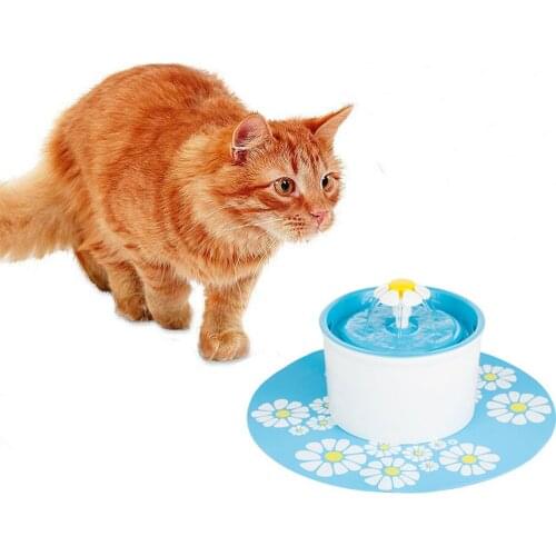High Quality Flower Style New Automatic Cat Dog Kitten Water Drinking Fountatin Pet Bowl Dish Drink Filter + Mat