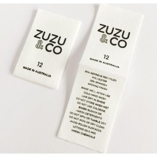 High Quality Custom Printed Brand Logo Soft Clothing Organic Cotton Size Label For Garment