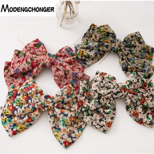 New Arrivals Korean Thin Chiffon Floral Bow Hairpin Female Wild Sweet Three-layer Oversized Barrettes Bow Girls Hair Accessories