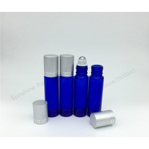 Hot sale 500 x 10ml essential oil glass bottle, 1/3 oz blue glass roll on bottle, 10cc cobalt blue perfume roller vial