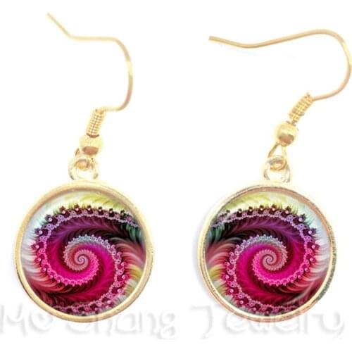 Beautiful Peacock Feathers Earrings Mandala Glass Cabochon Buddhism Drop Earrings For Women Jewelry Creative Gift