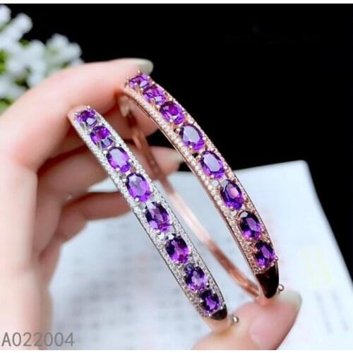 KJJEAXCMY fine jewelry 925 sterling silver inlaid Natural Amethyst female bracelet luxury hot selling