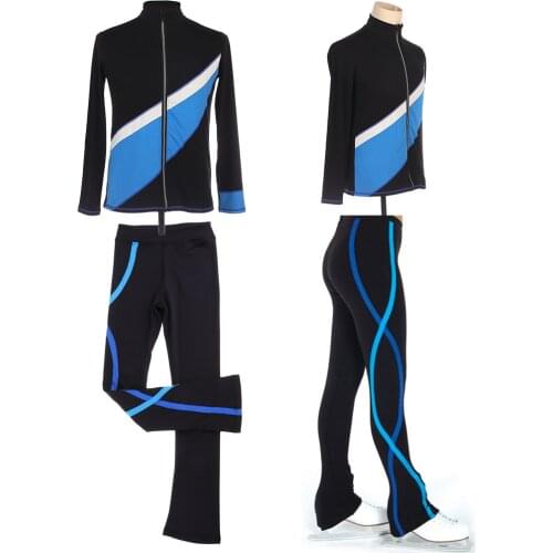 Girls Women Dancewear Ice Figure Skating Outfit Clothes Top Jacket Trousers Skating Suit