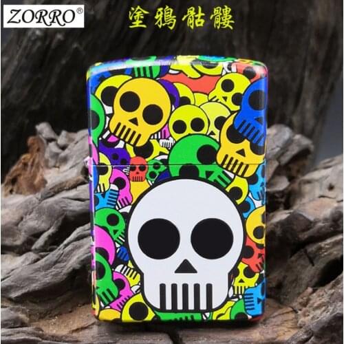 ZORRO Fashion graffiti skull color printing pattern Kerosene gasoline petroleum oil cigarette lighter Boyfriend holiday gift