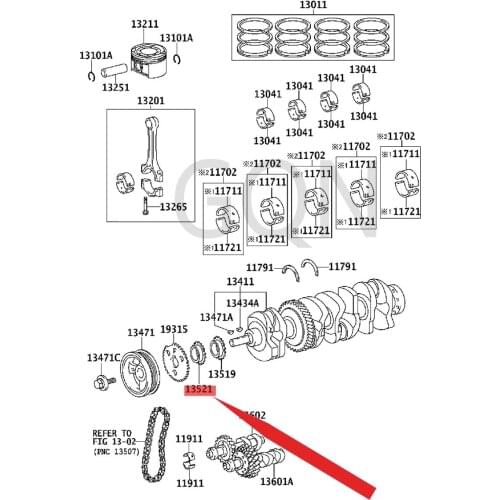Crankshaft timing gear or sprocket 2008-Toy ota MAT RIX COR OLL ANA PBL ADE AVE NS IS crankshaft timing gear (front)
