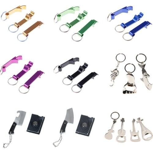 1/3PCS Metal Bottle Opener Keychain Beer Opener Keyring Guitar Key Shaped Kitchen Accessories Wedding Party for Gifts Guests