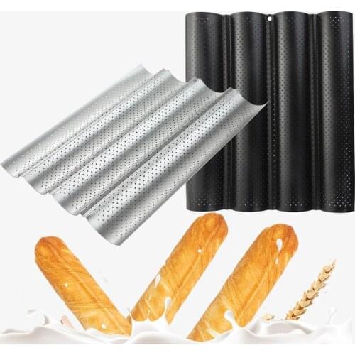 1 pcs 100% Food Grade Carbon Steel 4 Groove 3 Groove 2 Groove Wave French Bread Baking Tray For Baguette Bake Mold Pan