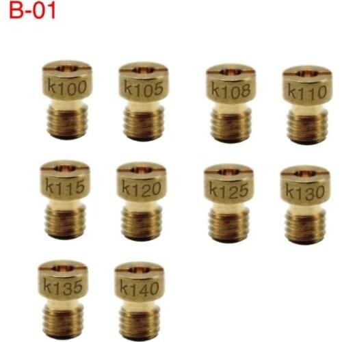 10pcs/set Main Jet For PWK OKO CVK Mikuni KOSO Motorcycle Carburetor Vice Injectors Nozzle Size 100-140