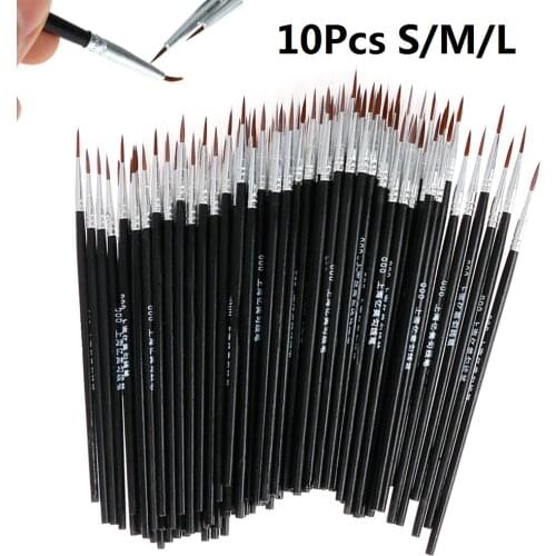 10Pcs Drawing Painted Pen Brush Fine Hand Painted Thin Hook Line Pen Professional Nylon Brush Acrylic Painting Pen Art Supplies
