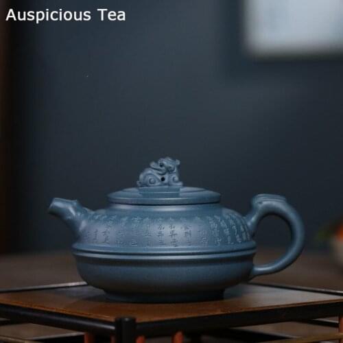 370ml Traditional Yixing Purple Clay Teapot Raw Ore Azure Mud Filter Tea Pot Zisha Beauty Kettle Chinese Tea Table Supplies