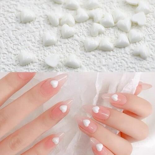 50pcs/lot Korea 3D Nail Art Parts Kawaii Heart Pearl Bowknot Accessories Charm Nail Deco Supplies for Professionals