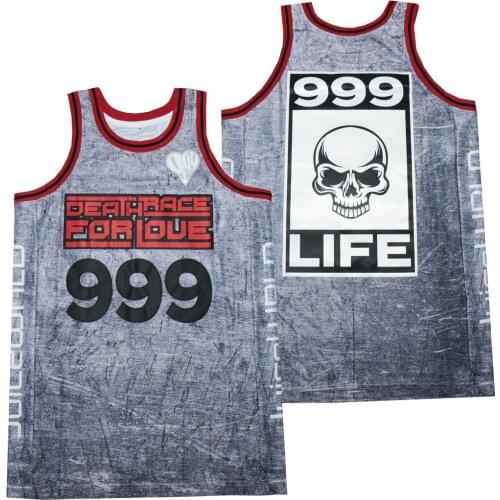 BG DEATH RACE FOR LOVE LIFE 999# JERSEY printing Outdoor sportswear Hip-hop culture movie summer gray basketball jersey