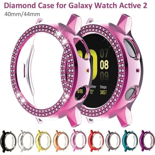 40mm Active 2 Case Cover for Samsung Galaxy Watch Active2 44mm Protector Cases for Woman Girls Bling Smartwatch Accessories Pink