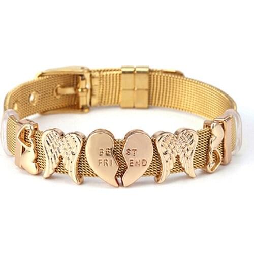 DIY Love Wings Charm Slide Beads Fit Silver Plated 10mm Stainless Steel Mesh Bracelets Fashion Jewelry Gift For Your Best Friend