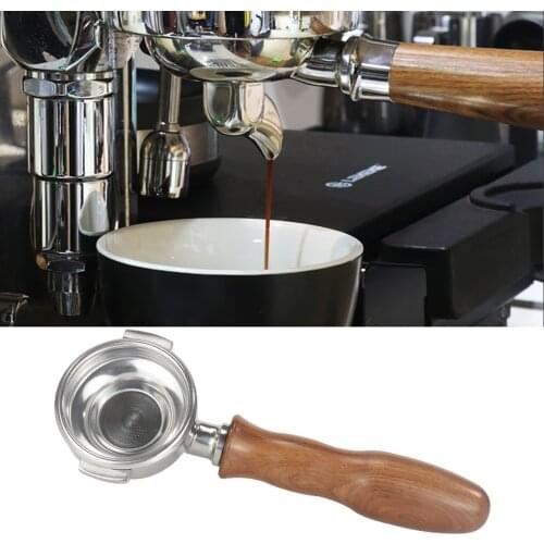 58MM Coffee Machine Filter Bottomless Portafilter Stainless Steel Wooden Handle Single Mouth Coffee Filter