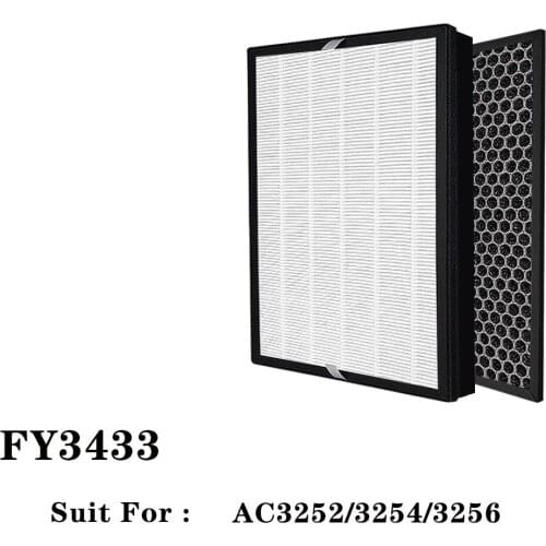 FY3433/ FY3432 Air Purifier True HEPA Filter Replacement for Philips Active Carbon Filters AC3256 AC3260(1carbon +1 Hepa