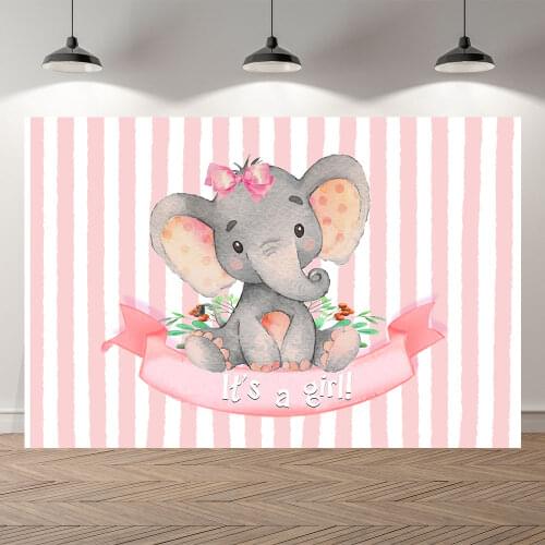 Thinvinyl new born elephant BirthdayParty baby shower BannerBackgrounds Printed Professional Indoor Photographic studio Backdrop