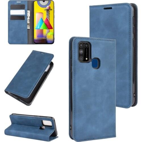 GalaxyM31 Auto Switch Imitation Leather Case for Samsung Galaxy M31 (6.4in) Flip Wallet Book Style Cover Black 31M SM-M315F M315