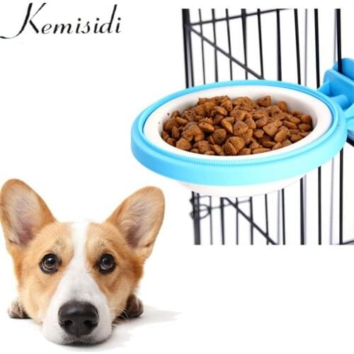 KEMISIDI Pet Cage Hanging Bowl For Dog Puppy Cat Automatic Water Drinking Food Feeder Dual Use Dogs Cat Single Bowls