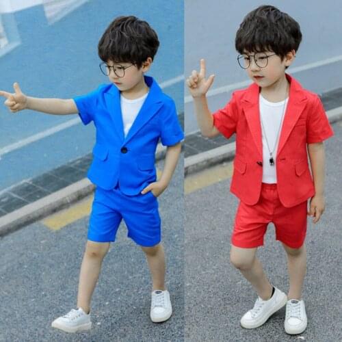 4 Colors Summer Style For 2-13 Years Boys Clothing Sets Kids Clothes Fashion Casual Boys Suit T-shirt+ Short Pants 2 Pieces Set