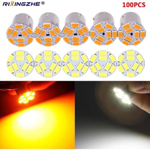 100pcs 12V/24V BAU15S py21w P21W 1156 BA15S 1157 BAY15D Bulbs For Car Side Indicator Lamp Turn Signal Lights Brake lamp Amber
