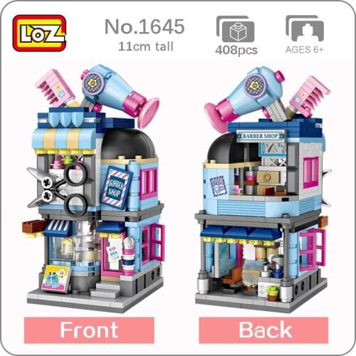 LOZ 1645 City Street Hair Salon Hairdresser Store Architecture 3D Model DIY Mini Blocks Bricks Building Toy for Children no Box